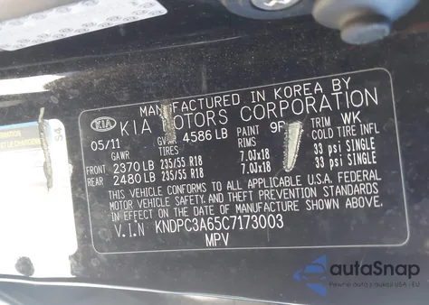 2012 Kia Sportage Sx из США, поврежденный, VIN KNDPC3A65C7173003